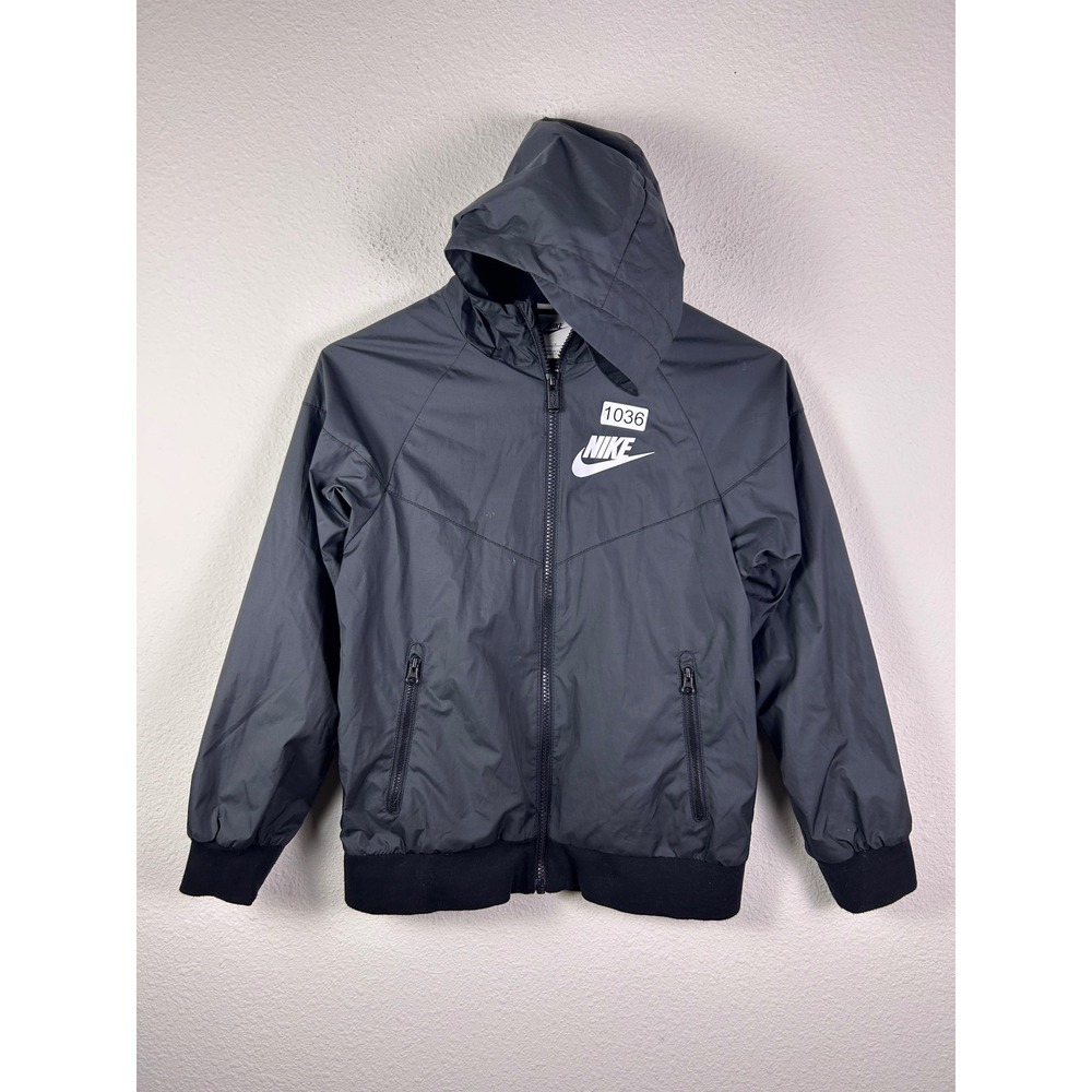 Nike Kids Windrunner Full Zip Hooded Jacket Gray Windbreaker Size S 8-10 1036